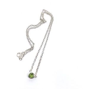 Peridot Stone Sterling Silver Necklace 16" New